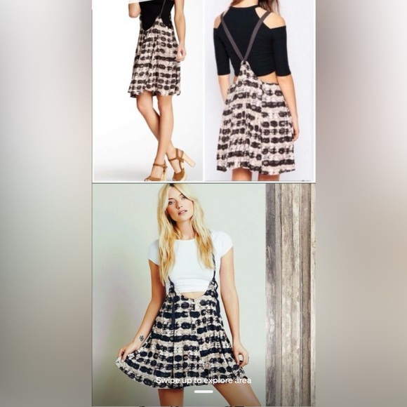 Free People Jump On It Camo Dress Jumper in cream combo print Large - Picture 2 of 10